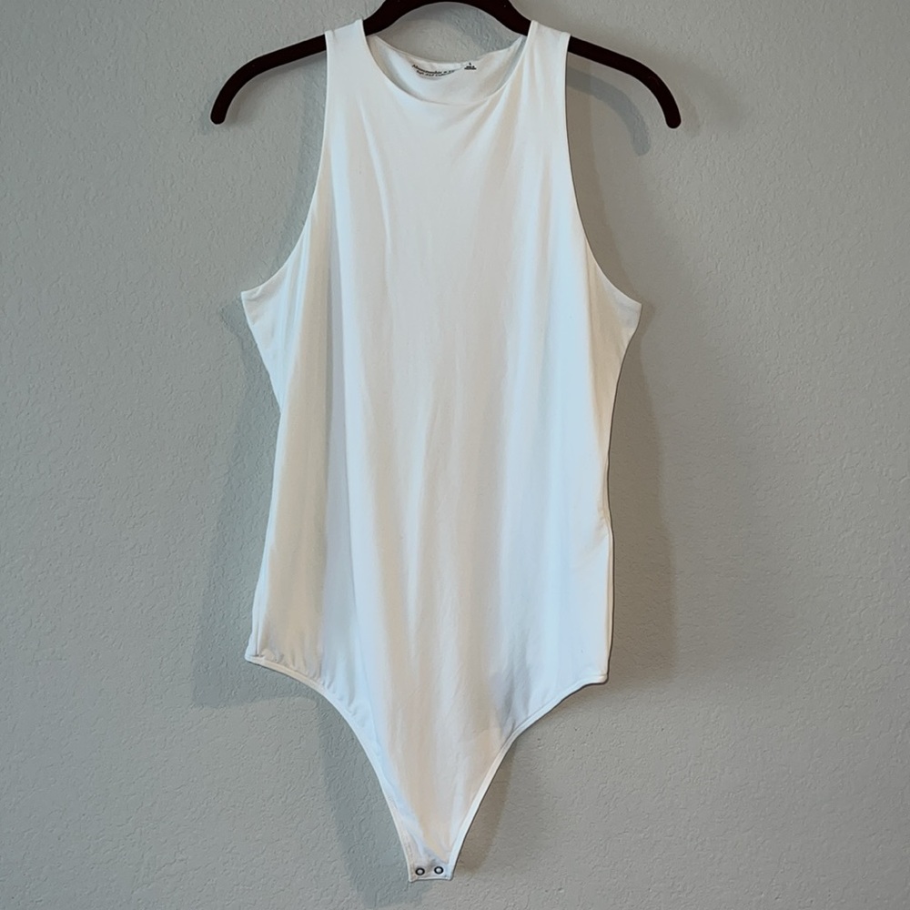 Abercrombie & Fitch Soft AF Collection High-Neck Bodysuit in White